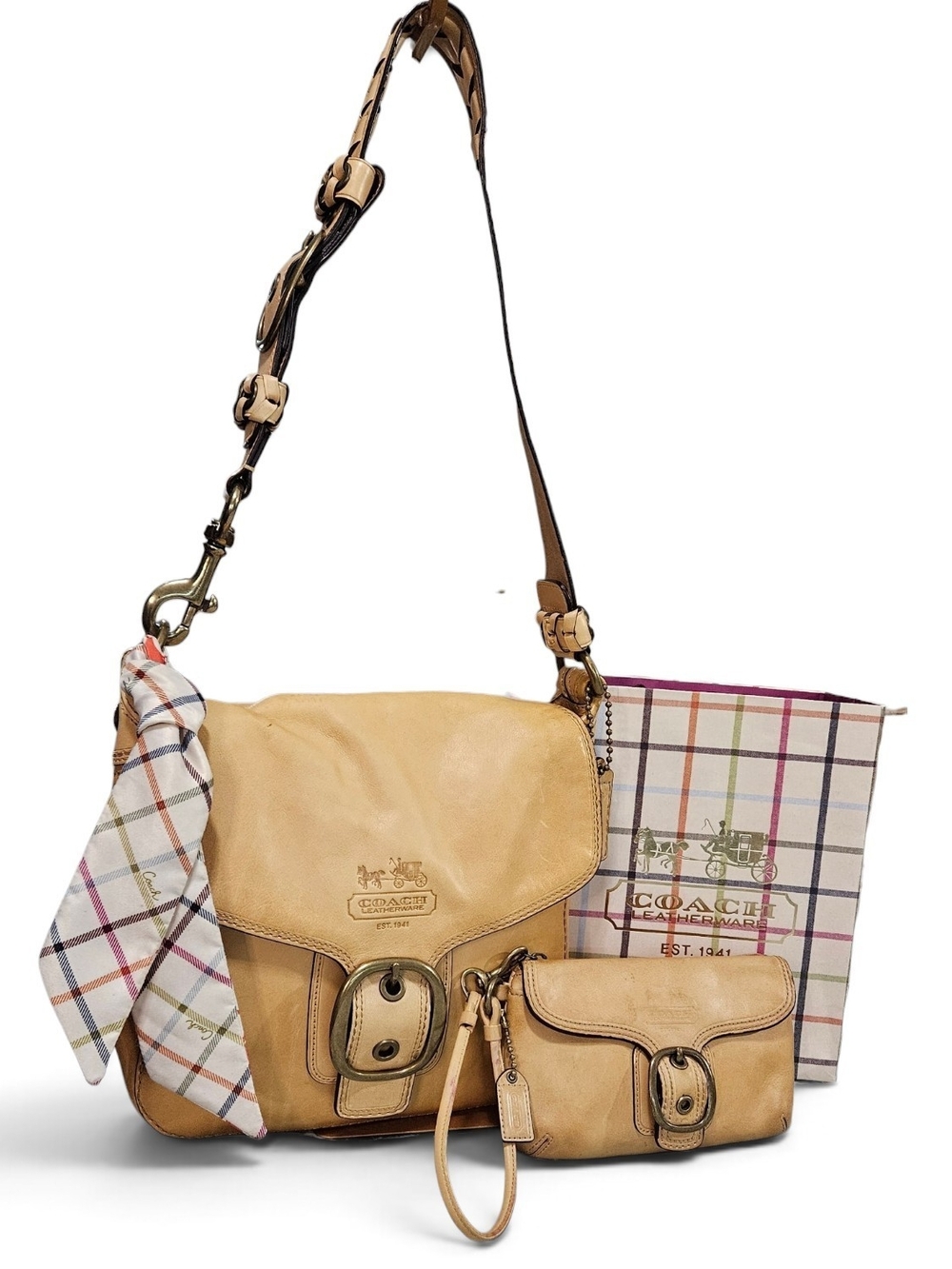 Coach BLEECKER TATTERSAL 2007 Set W/Matching Wristlet & Scarf - Picture 2 of 16